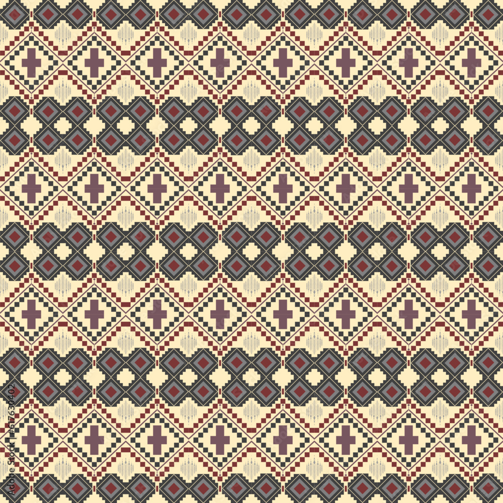Ethnic motifs mimic natural weaving. Ethnic motifs mimic natural weaving.
