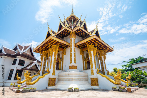 architecture of traditional temple in vientiane, laos photo