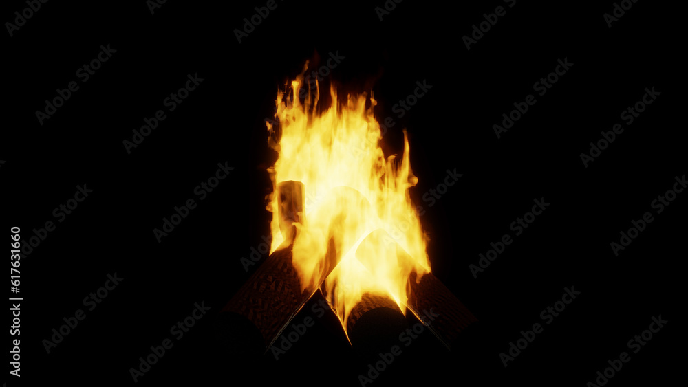 bonfire on black background 3D rendering bonfire on black background 3D rendering