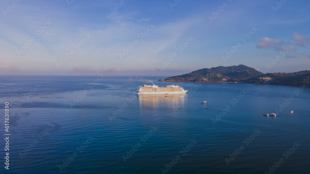 Drone Camera Aerial view of Patong town in Phuket, Thailand. The sea is beautiful in the summer, the sun is shining, the morning is comfortable. Drone Camera Aerial view of Patong town in Phuket, Thailand. The sea is beautiful in the summer, the sun is shining, the morning is comfortable.