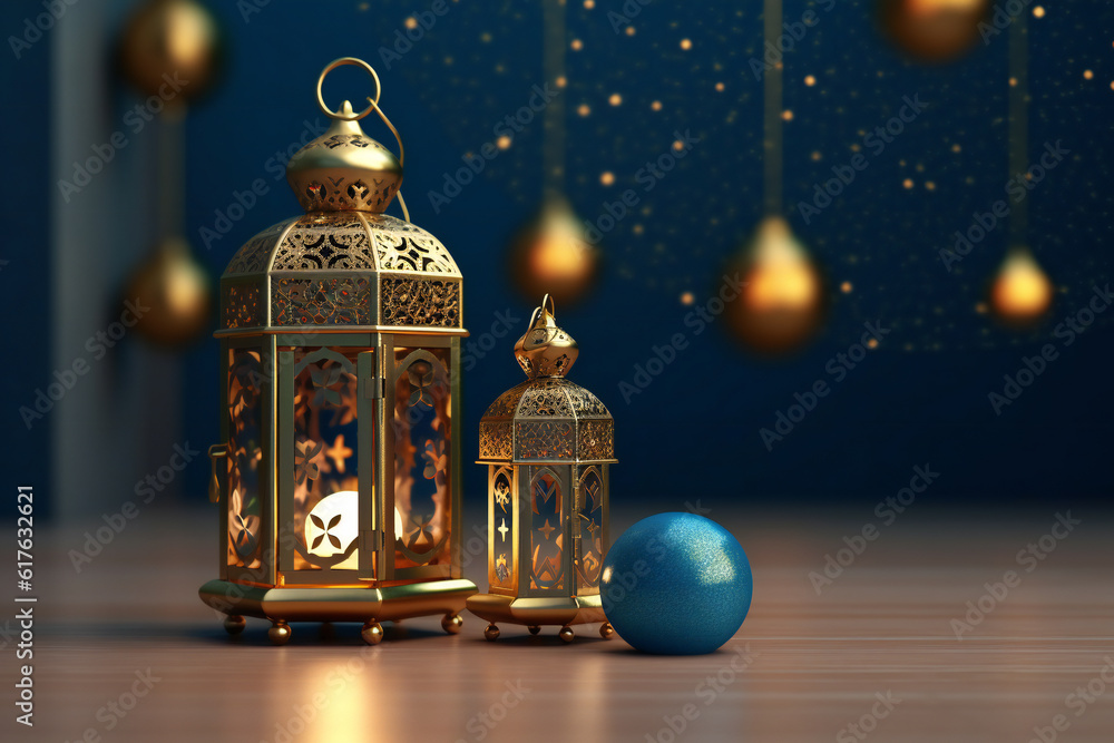 Ramadan Lantern decoration background generative AI