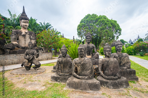 views of famous buddha park in vientiane, laos