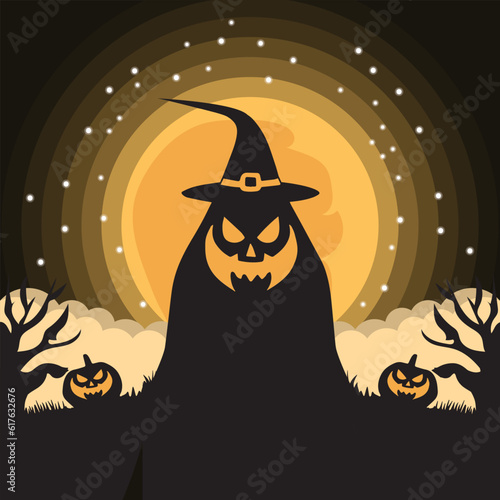 Halloween boo ghost background with pumpkin and cloud vector 