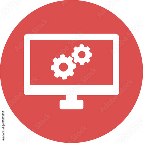 computer setting icons in simple circle.