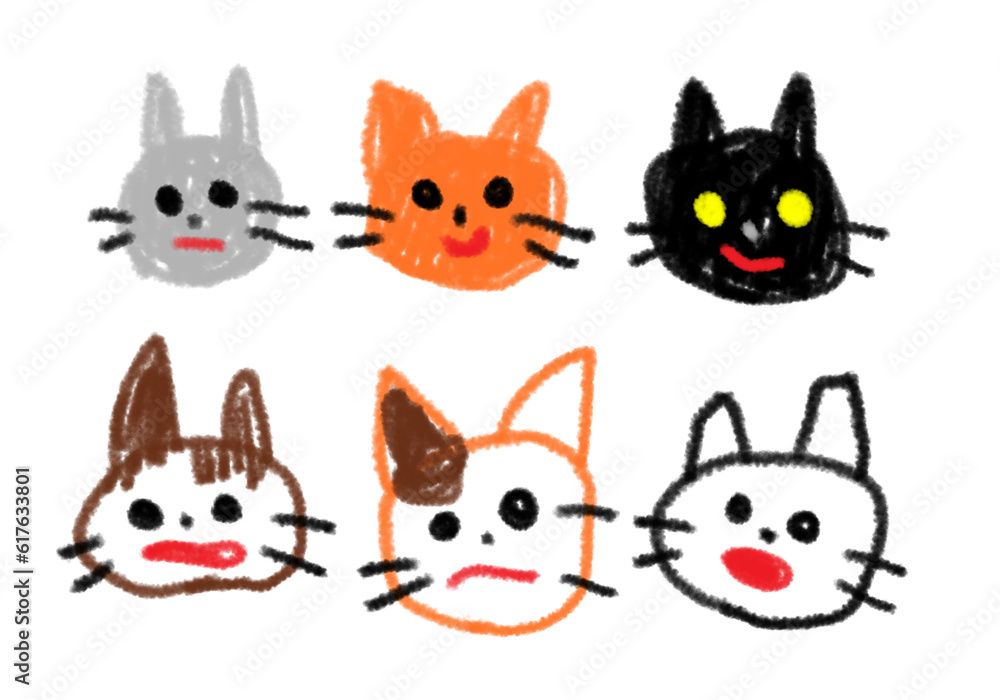 子どもの落書きみたいな猫セット 子どもの落書きみたいな猫セット
