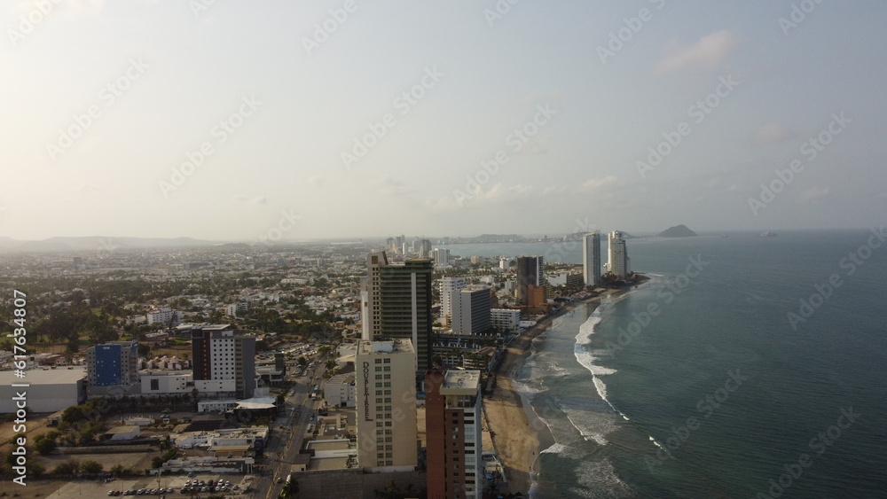 VIDEO WITH DRONE IN BEACH OF MAZATLAN SINALOA MEXICO