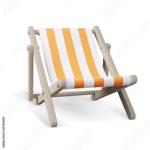Beach chaise longue for summer rest. Wooden deck chair.