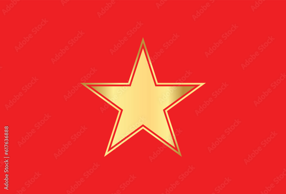 Golden star icon with golden edges on red background. Golden star icon with golden edges on red background.