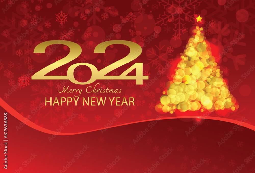 Christmas And New Year 2024 on shiny Xmas background with snowflakes, light, stars. Vector Illustration. Christmas And New Year 2024 on shiny Xmas background with snowflakes, light, stars. Vector Illustration.