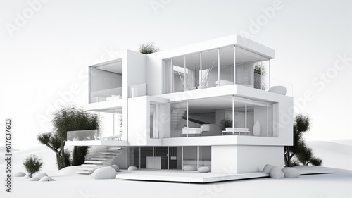 3D rendered mockup of a luxury real estate property for realtors ads and prints - Generative AI