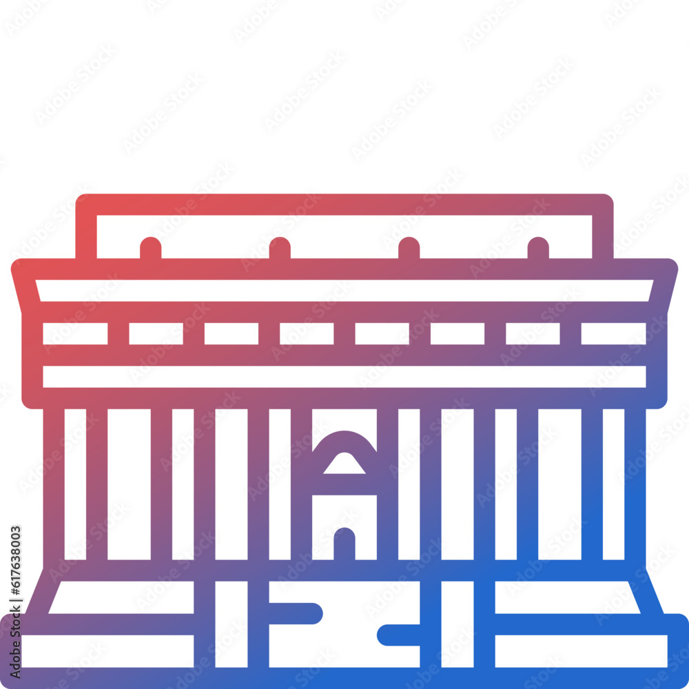 lincoln memorial gradient line icon lincoln memorial gradient line icon