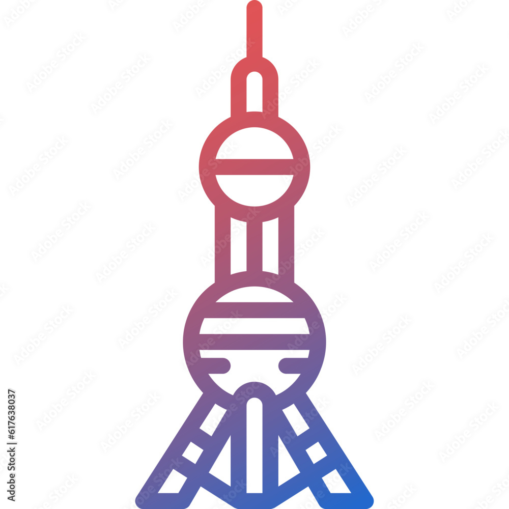 oriental pearl tower gradient line icon oriental pearl tower gradient line icon
