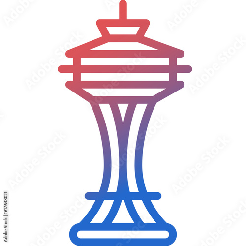 space needle gradient line icon