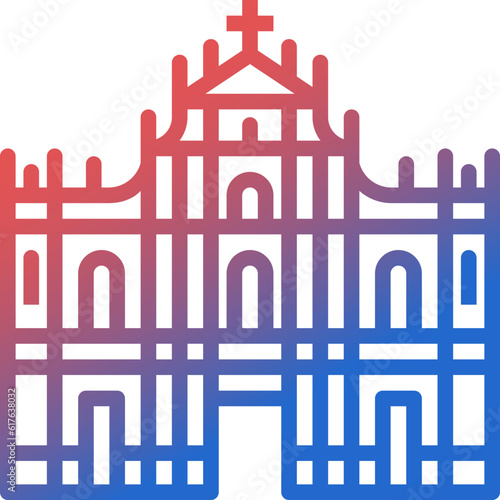 ruins of saint paul's gradient line icon