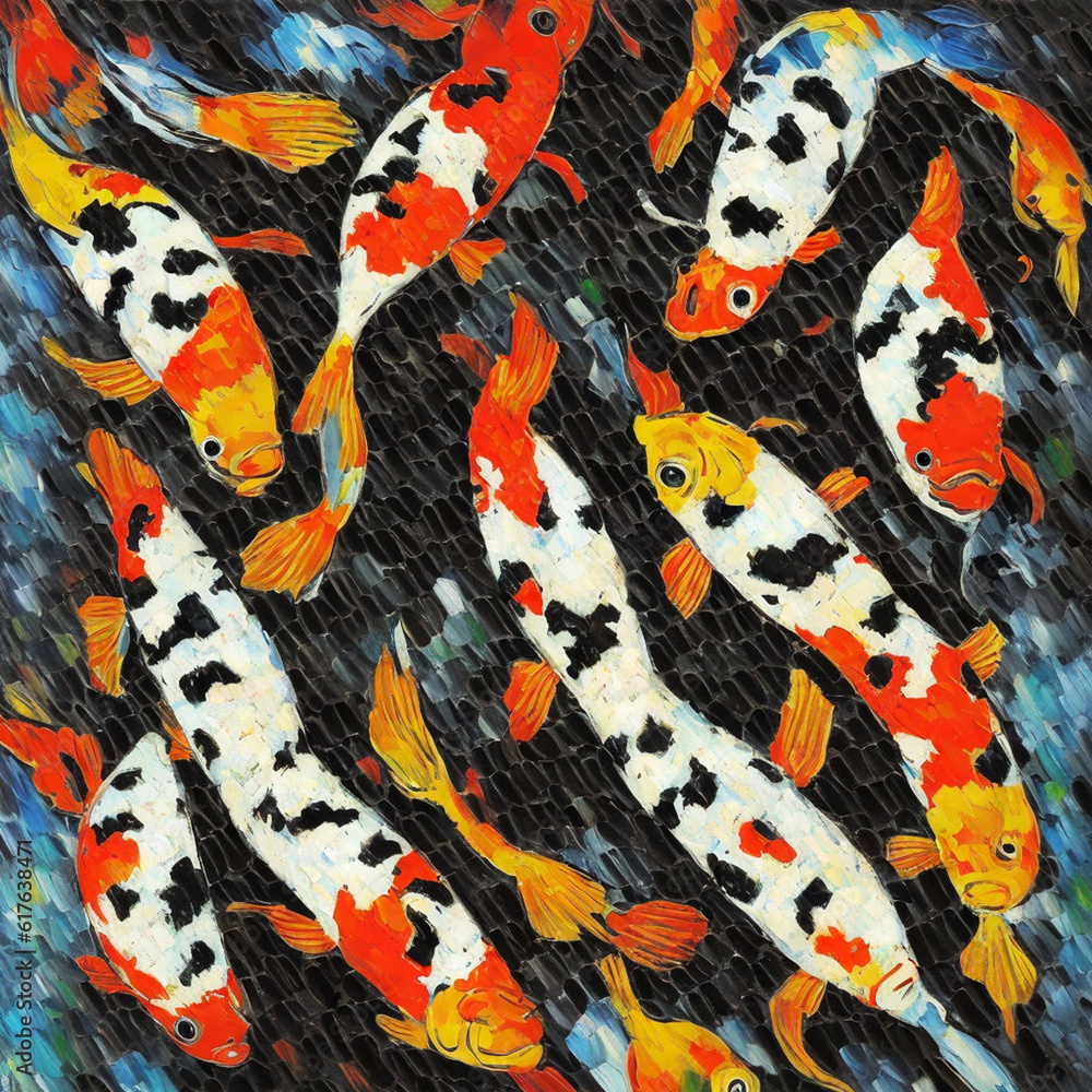 oil digital painting fish koi oil digital painting fish koi