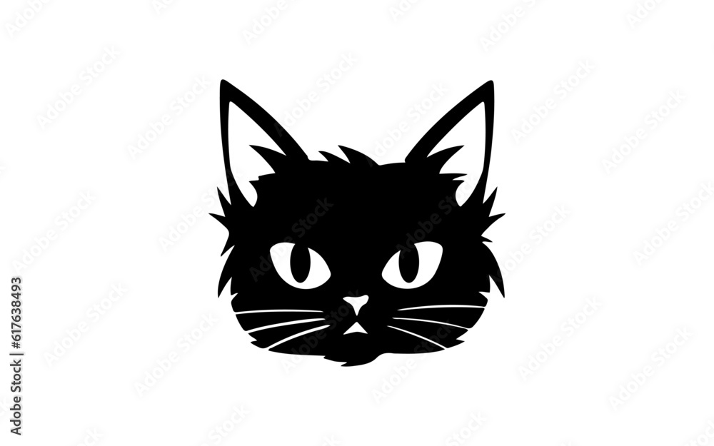 Head of cat shape isolated illustration with black and white style for template. Head of cat shape isolated illustration with black and white style for template.