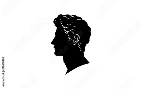 Head of roman statue shape isolated illustration with black and white style for template.