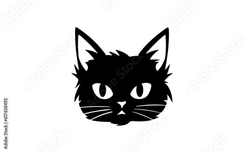 Head of cat shape isolated illustration with black and white style for template.