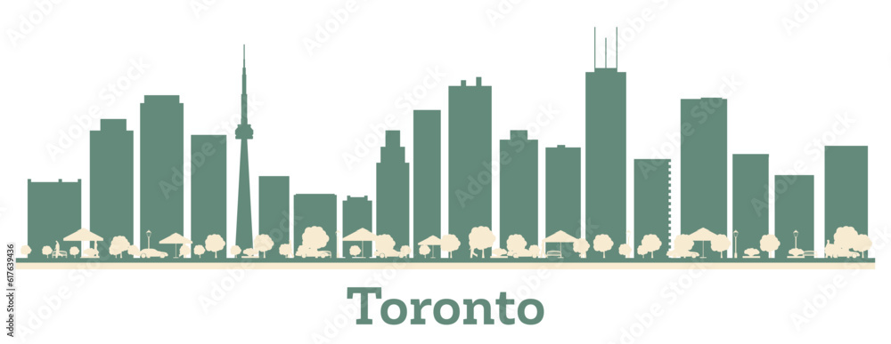 Abstract Toronto Canada City Skyline With Color Buildings. Cityscape with Landmarks.