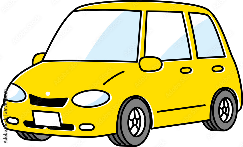 シンプルで使いやすいコンパクトカーのイラスト 黄 シンプルで使いやすいコンパクトカーのイラスト 黄