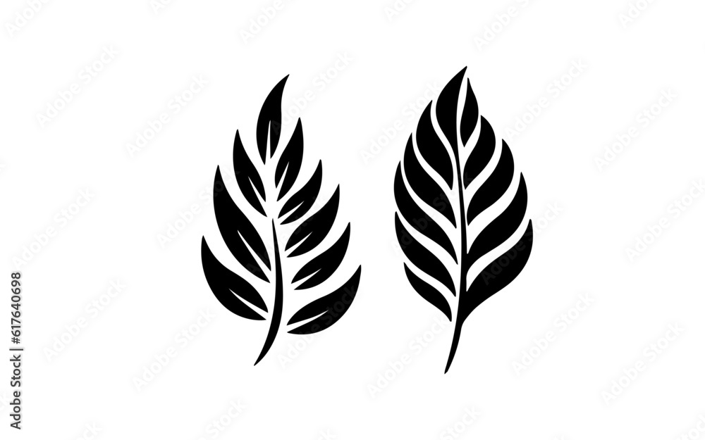 Leafs shape isolated illustration with black and white style for template.
