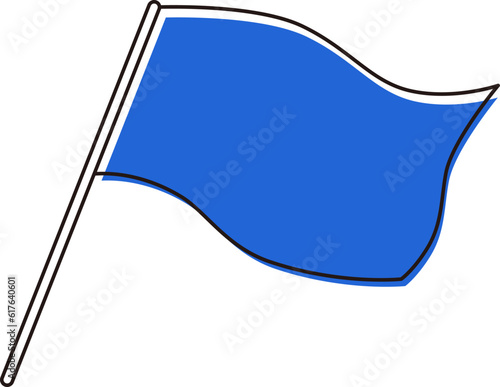 シンプルで使いやすい風にたなびく大きな旗　青色