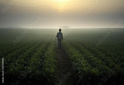 Vast agricultural farm field. Generative AI. © Chris
