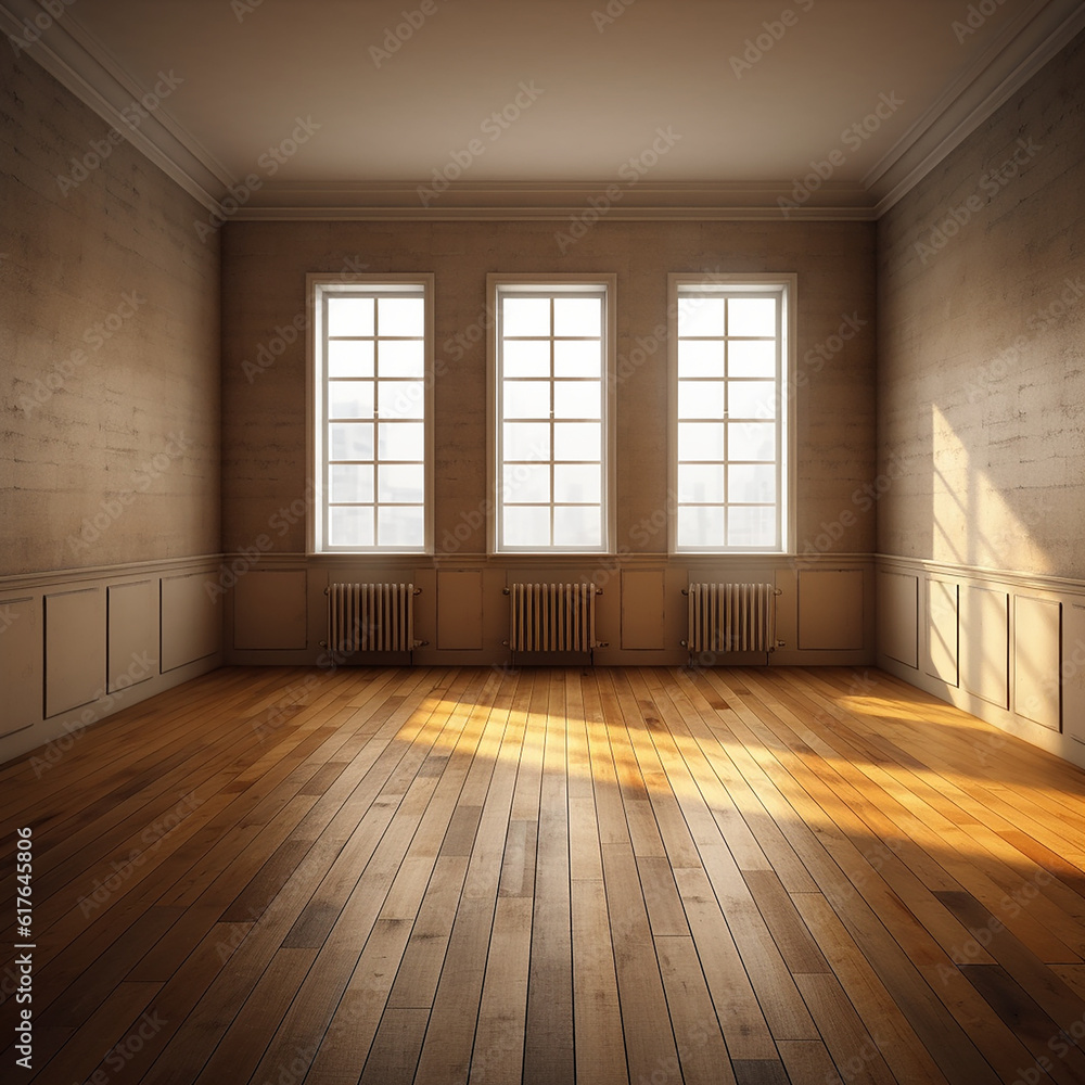 empty room with a wooden floor empty room with a wooden floor