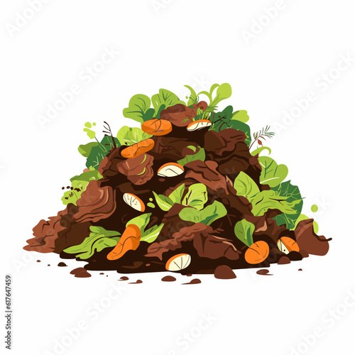 Nature's Recycle Bin: Compost Heap in Vector Cartoon Style