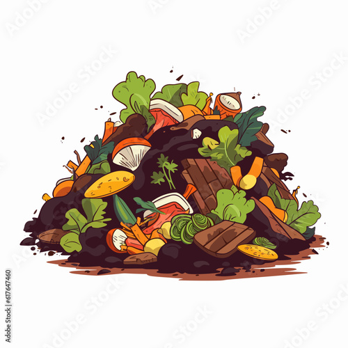 Nature's Recycle Bin: Compost Heap in Vector Cartoon Style