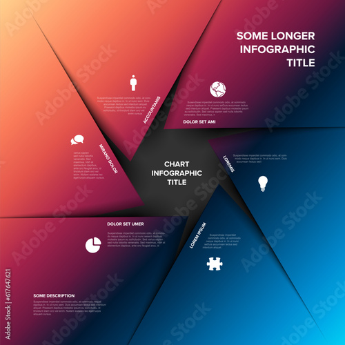 Vector multipurpose Infographic template with title and six triangle gradient content spaces