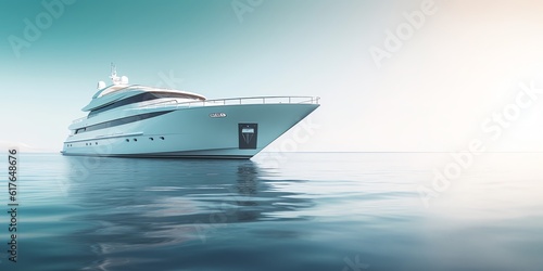 Luxury yacht on the ocean illustration for product presentation template, copy space background.  © Roni