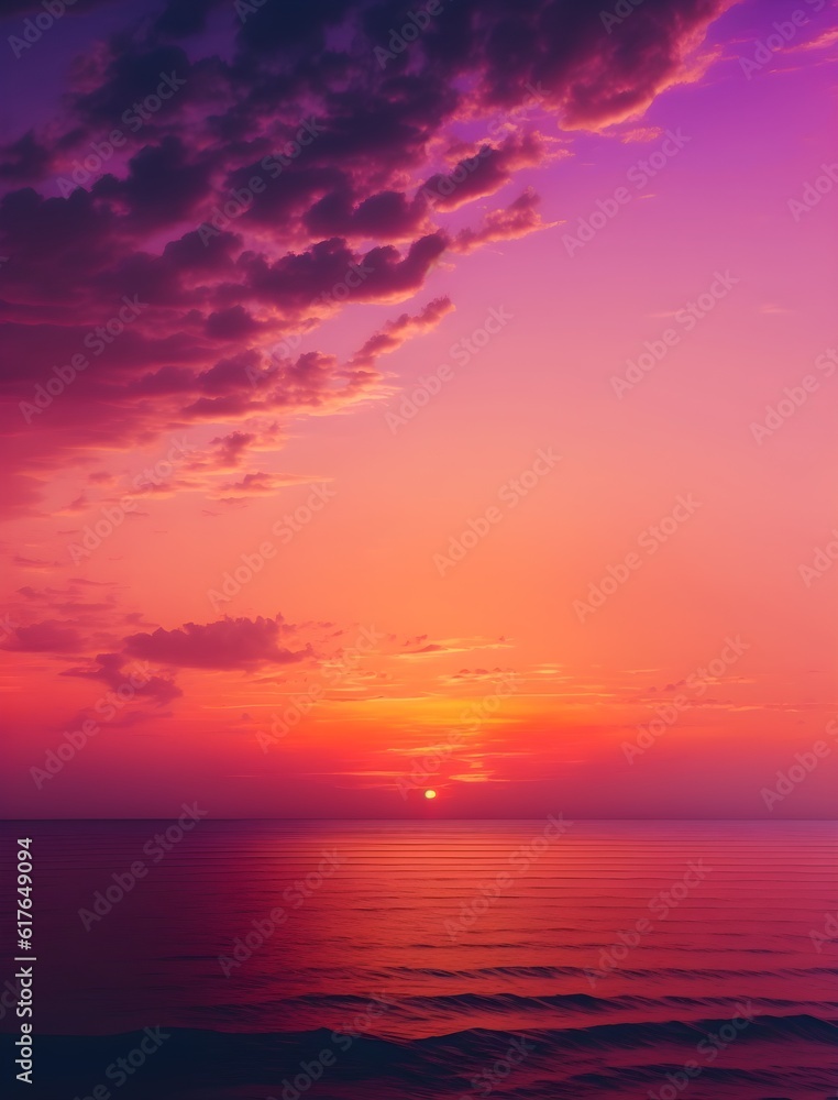 pastel pale orange purple dawn sky above the ocean professional photography 4k 