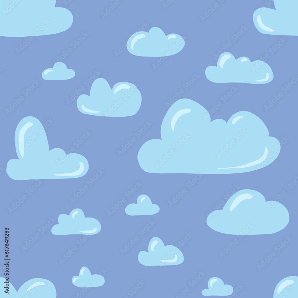 light blue cloud on dark blue background endless texture. seamless children's sky pattern for wed design, textile or wrapping paper light blue cloud on dark blue background endless texture. seamless children's sky pattern for wed design, textile or wrapping paper