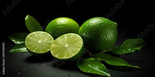 Limes slice illustration for background product presentation template. 