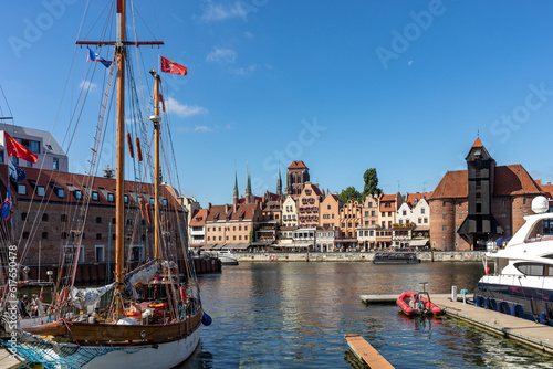 Old Town of Gdansk in Poland, Europe, view from the city marina at Motlawa River