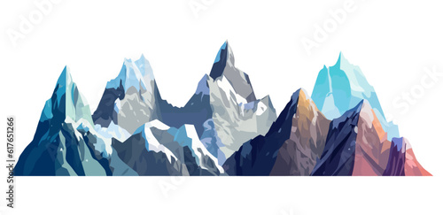 Mountain image. Cute rocky peaks in flat style. Mountaintop image. © chekman