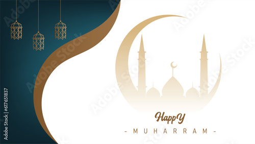 elegant design banner poster minimalist wallpaper Islamic hijri new year muharram