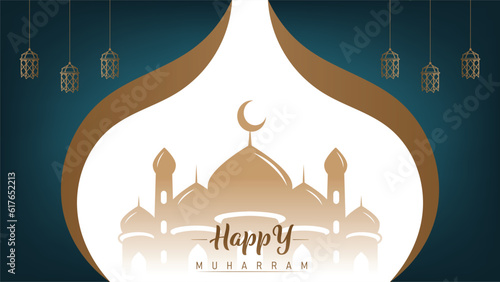 elegant design banner poster minimalist wallpaper Islamic hijri new year muharram
