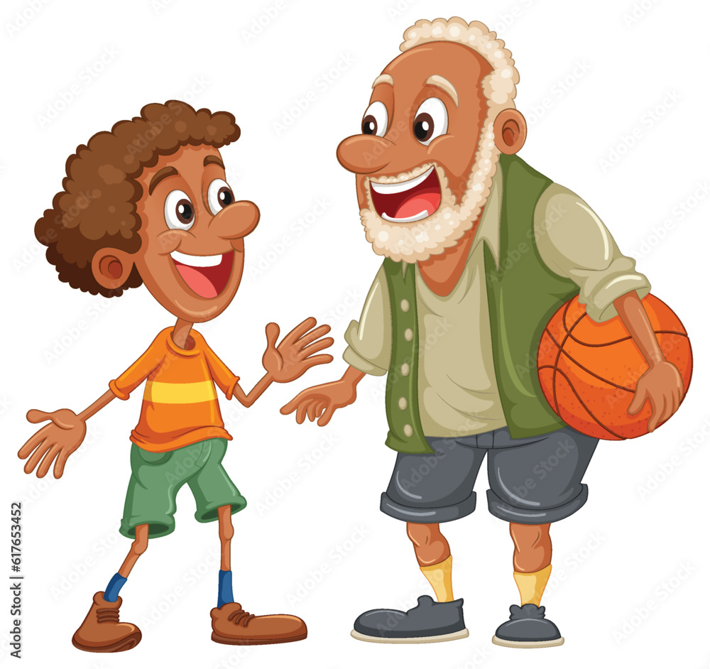 Afro African father and son playing basketball Afro African father and son playing basketball