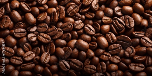 Coffee beans textured beackground blurred background, AI Generateand