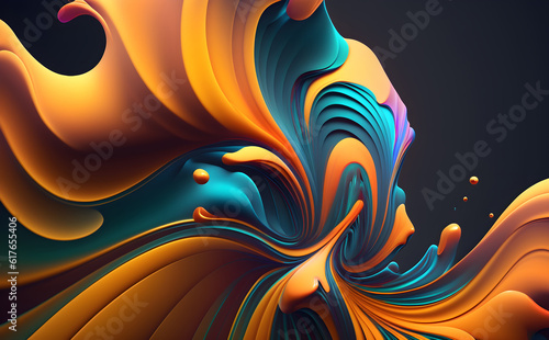 Abstract colorful background, dynamic design featuring fluid lines and bold colors, Generative AI