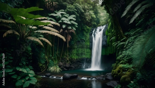 Photo of a waterfall in the tropics 