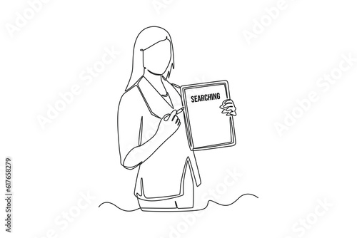 Continuous one line drawing Search web concept. Single line draw design vector graphic illustration.