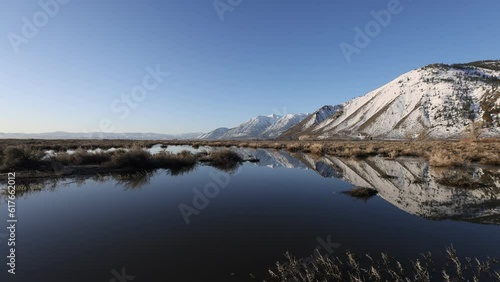 Carson Valley Winter Landscape with Job's Peak and Water Reflection
