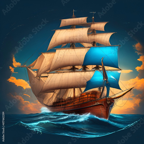 Valokuva ship on a sea background