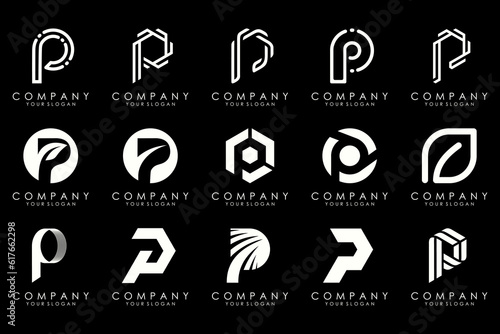 Set of letters P logo design. modern creative monogram icon design inspiration.
