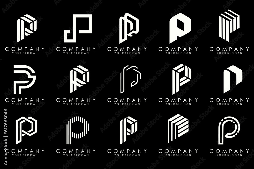 Set of letters P logo design. modern creative monogram icon design inspiration. Set of letters P logo design. modern creative monogram icon design inspiration.