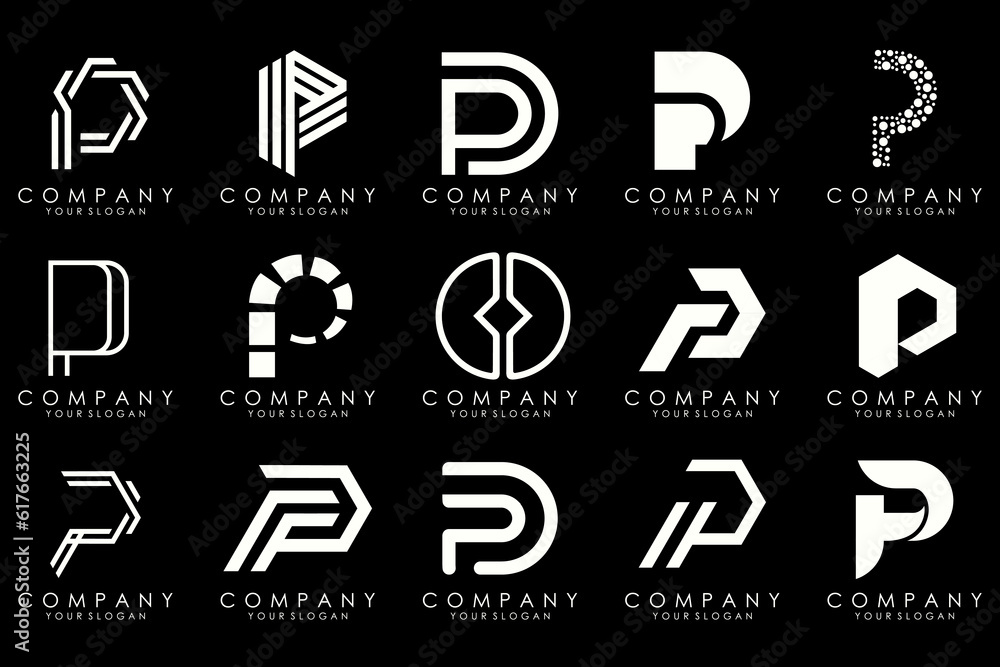 Set of letters P logo design. modern creative monogram icon design inspiration. Set of letters P logo design. modern creative monogram icon design inspiration.