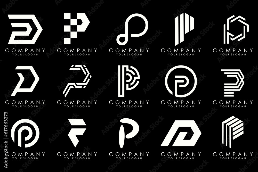 Set of letters P logo design. modern creative monogram icon design inspiration. Set of letters P logo design. modern creative monogram icon design inspiration.